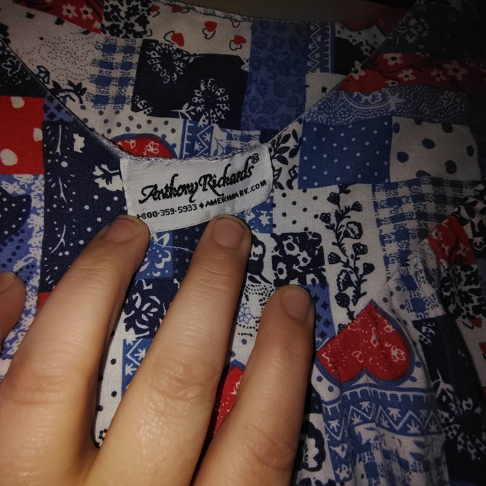 Anthony Richards Blue And Red Patchwork Nightgown - image 2